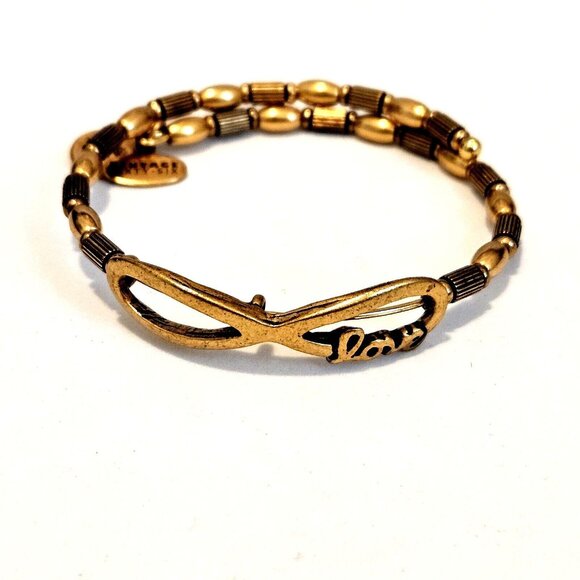 ALEX & ANI Gold Tone Infinite LOVE Wrap Adjustable Bangle Bracelet - Picture 1 of 3